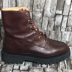 Madewell Combat Boots Womens 7.5 Leather Rayna Lug Lace Up Dark Chocolate “EUC”